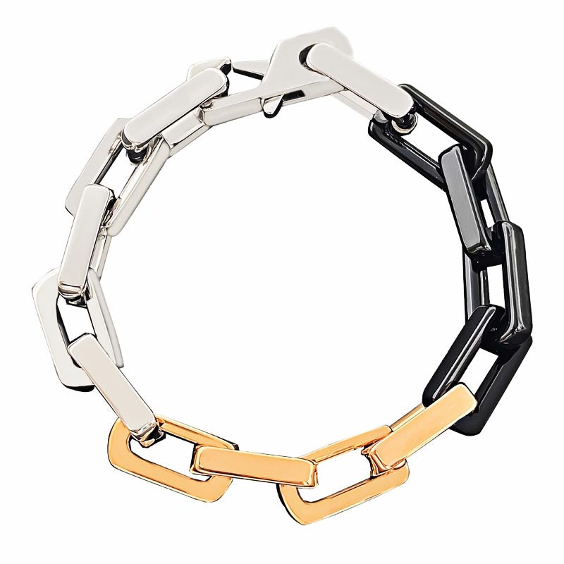 Punk Quench Tempered Bamboo Colorblock Cuban Steel Bracelet