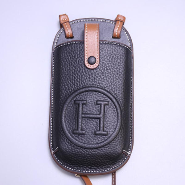 Letter H leather Adjustable Strap mobile phone storage bag