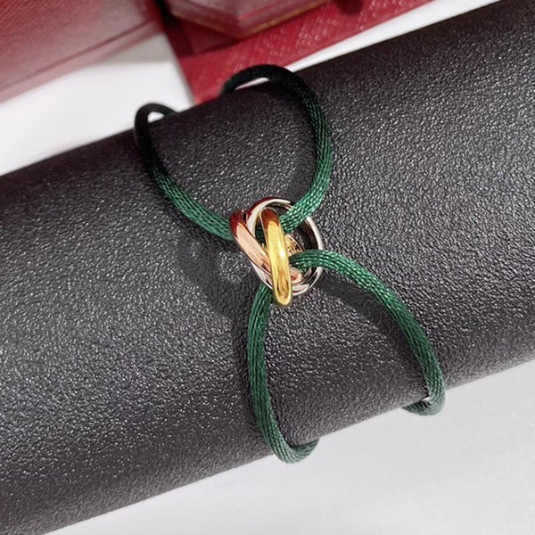 Three Rings Love Friendship Adjustable Rope Braided Bracelet