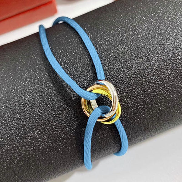 Three Rings Love Friendship Adjustable Rope Braided Bracelet