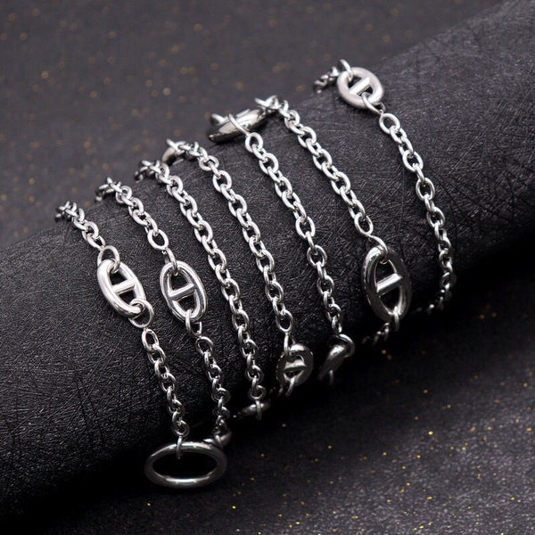 Stainless Steel Pig Nose OT Buckle Long Sweater Chain Necklace 130cm