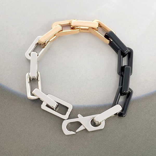 Punk Quench Tempered Bamboo Colorblock Cuban Steel Bracelet