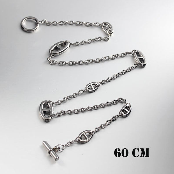 Stainless Steel Pig Nose OT Buckle Long Sweater Chain Necklace 130cm