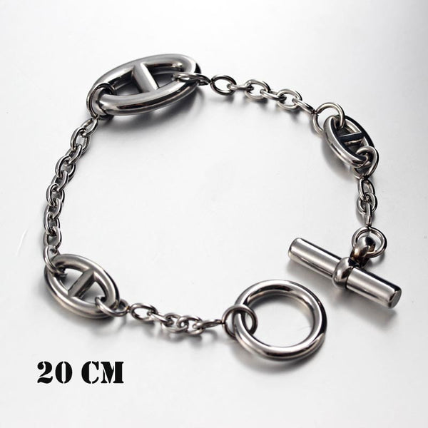 Stainless Steel Pig Nose OT Buckle Long Sweater Chain Necklace 130cm