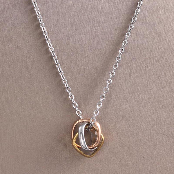 Trinity Square Three Rings Love Forever Steel necklace