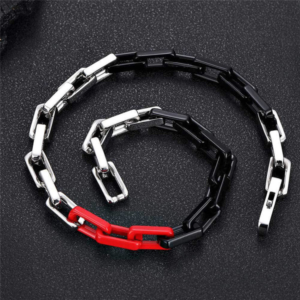 Punk Quench Tempered Bamboo Colorblock Cuban Steel necklace