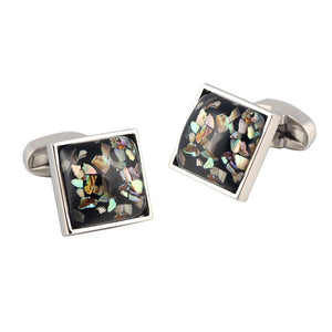 mother abalone Silver Plated Cufflinks